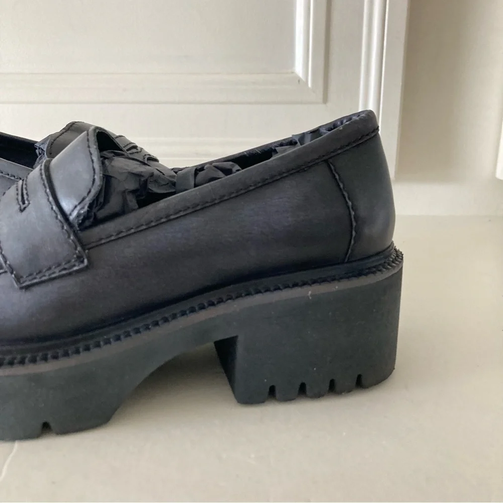 NWOT Free People Decker Black Leather Penny Loafers